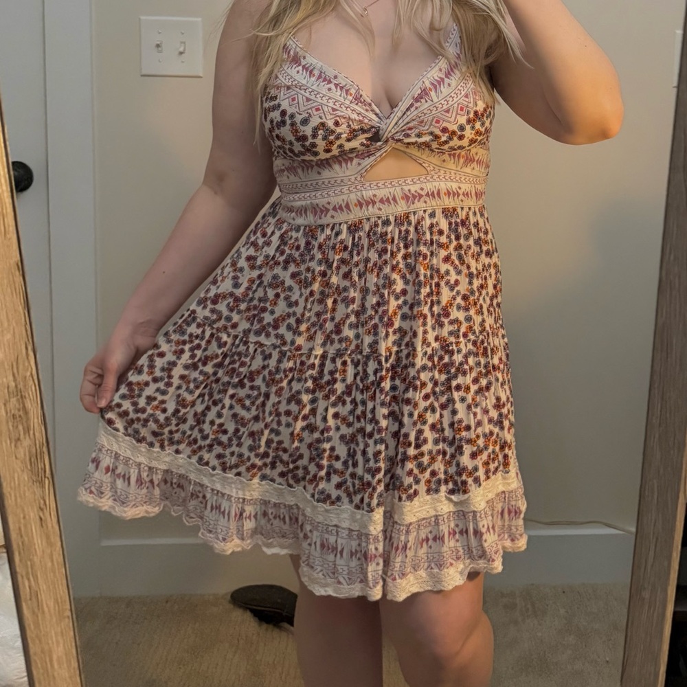 Angie Brown Tan Pleated Sundress